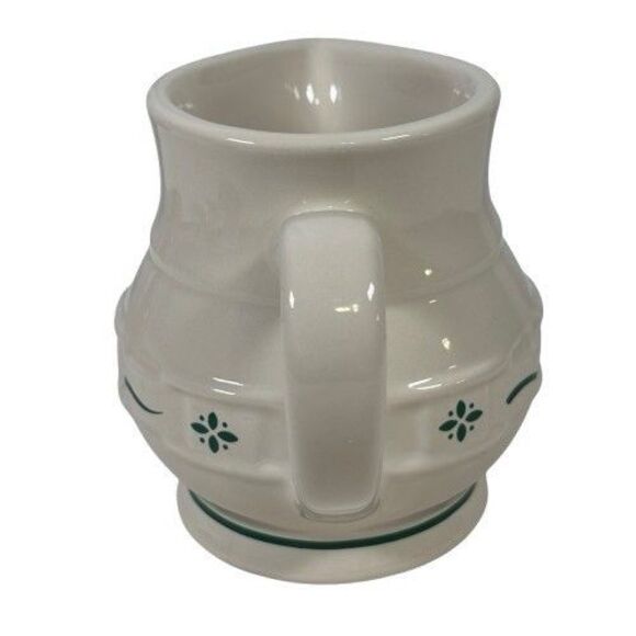 Longaberger Pottery Creamer Woven Tradition Green Cream Pitcher Gravy Syrup Milk - Picture 3 of 8